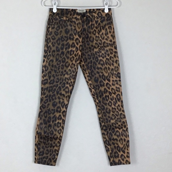 L’AGENCE Margot Skinny Jeans Size 25 Cheetah Leopard Print Cropped Denim Stretch - Picture 3 of 14